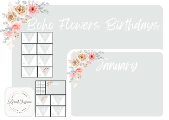 Preview of Boho Sage Flowers Birthday