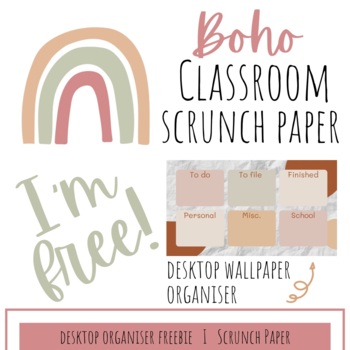 Preview of Boho Scrunch Paper desktop wallpaper organiser freebie