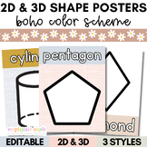Boho Shape Posters | 2D & 3D Shape Posters | Pastel Shape Posters