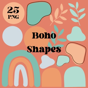 Preview of Boho Shapes Clipart, abstract shapes boho clip art, commercial use