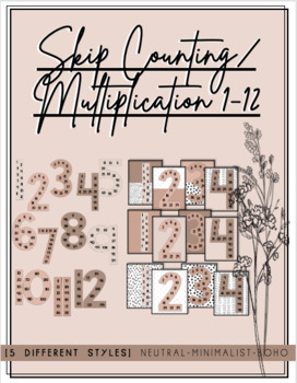 Preview of Boho Skip Counting/ Multiplication Number Display | Minimalist | Neutral |