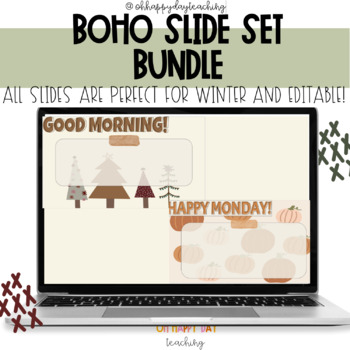 Preview of Boho Slide Template Bundle | Google Slide Templates | Fall and Winter Slides