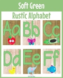 Boho Soft Green Alphabet with Clip Art Rustic Alphabet