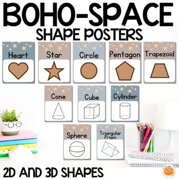 Preview of Boho-Space Shape Posters, Bulletin Boards & Classroom Decor, Back to School