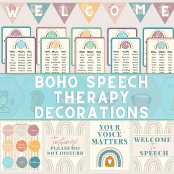 Preview of Boho Themed Speech Therapy Classroom Decor