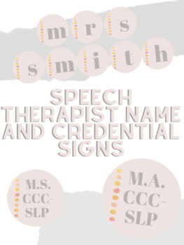 Preview of Boho Speech and Language Name Sign (All Letters) MA/MS CCC SLP Neutral Minimal