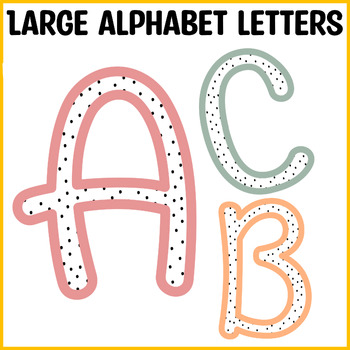 Preview of Boho Spotted Bulletin Board Alphabet Letters, Editable Large Alphabet Letters