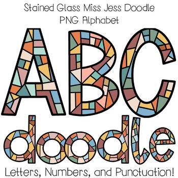 Preview of Boho Stained Glass Alphabet Set | Alpha pack PNG Font | Bulletin Board Letters
