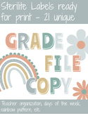 Rainbow Boho Sterilite Labels | Copy File Grade | Days of 