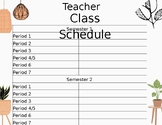 Boho Style Teacher Block Schedule Printout