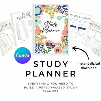 Preview of Boho Summer Study Planner, Study Guide, Homework Planner, Digital Resources