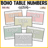 Boho Table, Team and group Numbers, Classroom Table Number