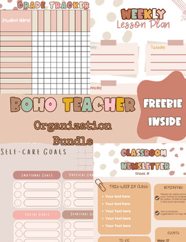 Preview of Boho Teacher Organization Bundle / Teacher Printables- Class List, Gradebook etc