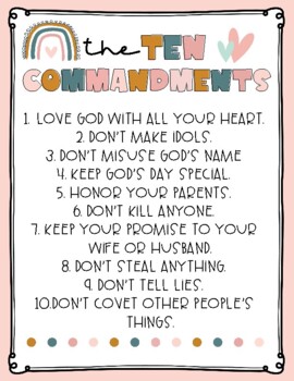 Boho Ten Commandments by Littles and Labradors | TPT