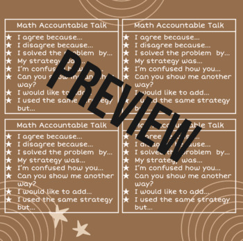 Preview of Boho Theme Math Accountable Talk Cards