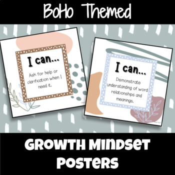 Preview of Boho Themed Growth Mindset Speech Therapy signs