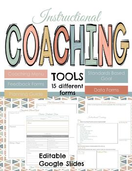 Preview of Boho Themed Instructional Coach Teacher Portfolio Coaching Forms -Editable