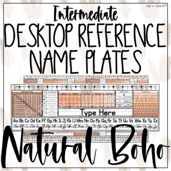 Preview of Boho Themed Name Plates & Desk Helpers INTERMEDIATE Grades (customizable)