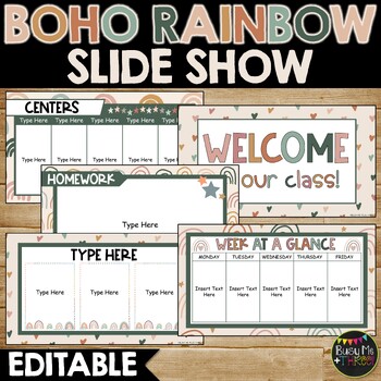 Preview of Boho Themed SLIDE SHOW | Editable | Google Slides Presentation | Back to School