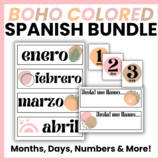 Boho Themed Spanish Classroom Decor Bundle | Months, Days,