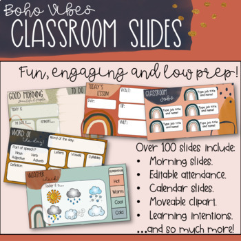 Preview of Boho Vibes | Editable Morning Routine and Classroom Slides PowerPoint | 