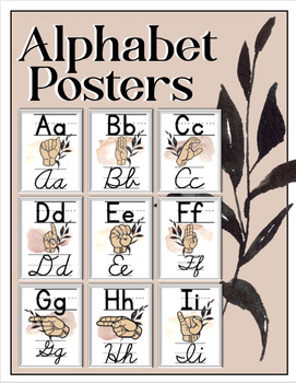 Preview of Boho Watercolor Alphabet | Cursive | Print | ASL |