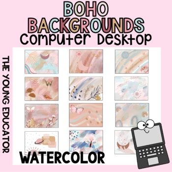 Preview of Boho Watercolor Computer Desktop Backgrounds