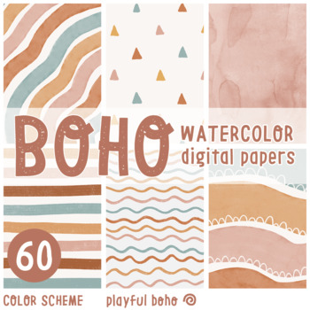Preview of Boho Watercolor Digital Papers 1