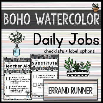 Preview of Boho Watercolor Theme - Daily Jobs + Labels