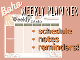 Boho Weekly Schedule Planner, Lesson Planner, Teacher Plan