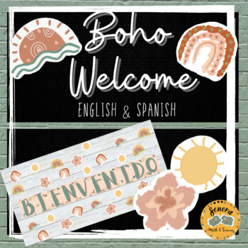 Preview of Boho Welcome Bulletin Board  *English & Spanish*