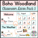 Boho Woodland Animal Classroom Decor Pack 3 | Calendar, Sc