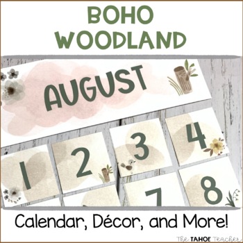 Preview of Boho Woodland Classroom Decor, Calendar, and More