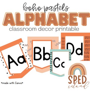 Boho pastel alphabet printable by SPED Island | TPT