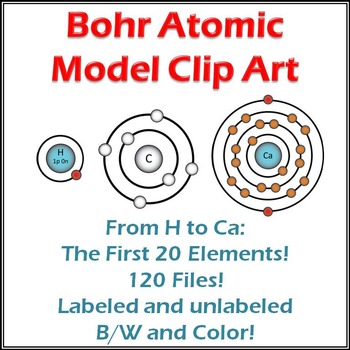Preview of Bohr Atomic Clip Art: 20 Elements in 3 Formats