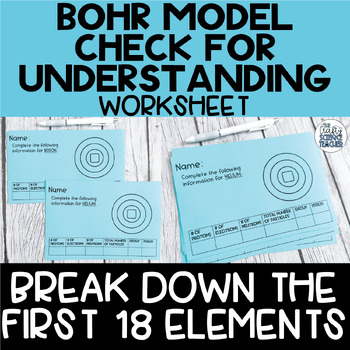 Preview of Bohr Model Check for Understanding
