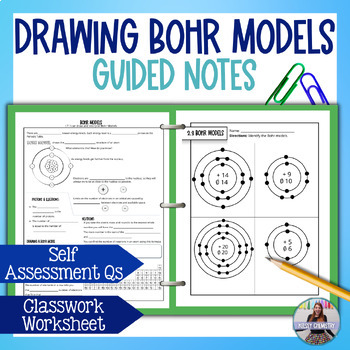Preview of Drawing and Identifying Bohr Models Guided Notes Lesson and Worksheet