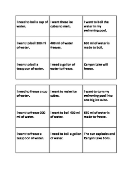 Boiling, Melting, and Freezing Point Relay Game by Science Jedi | TpT