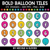Bold Balloon Letter and Number Tiles Clipart