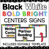 Bold Brights Black & White Polka Dot Classroom CENTER SIGN