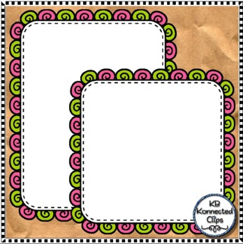Bold Colorful Kyle Frames Square Rectangle Line Art Scalloped by KB ...