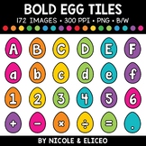 Bold Easter Egg Letter Tiles Clipart + FREE Blacklines - C