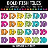 Bold Fish Letter and Number Tiles Clipart