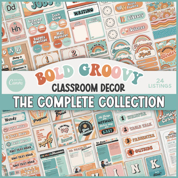 Preview of Bold Groovy Classroom Decor Complete Collection Bundle