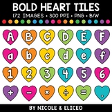 Bold Heart Letter and Number Tiles Clipart