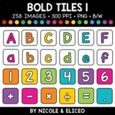Bold Letter and Number Tiles Clipart 1 + FREE Blacklines -