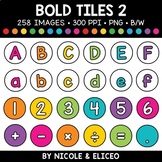Bold Letter and Number Tiles Clipart 2  + FREE Blacklines 