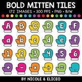 Bold Mitten Letter and Number Tiles Clipart