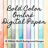 Bold Ombré Watercolor Digital Paper | Background Border Frame