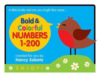 bold and colorful printable numbers 1 200 by nancy sabato tpt